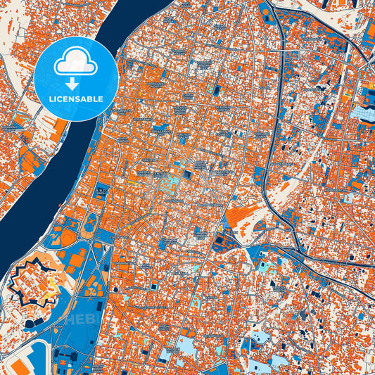 Colorful Kolkata Street Map with Labels and Buildings