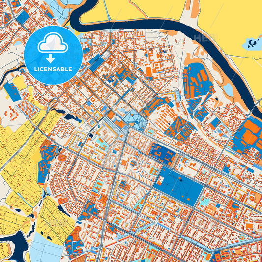 Colorful Kolomna Street Map with Labels and Buildings
