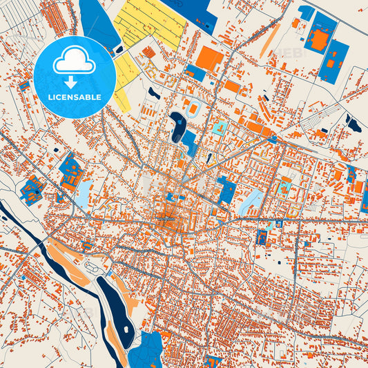 Colorful Kolomyia Street Map with Labels and Buildings