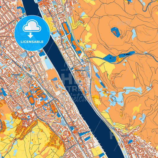 Colorful Konigswinter Street Map with Labels and Buildings