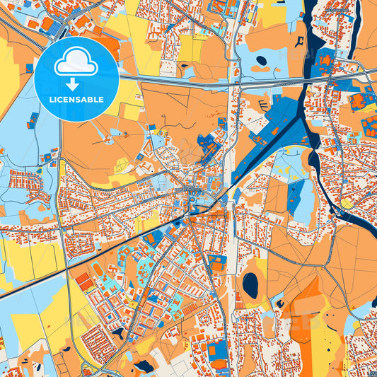 Colorful Konigs Wusterhausen Street Map with Labels and Buildings