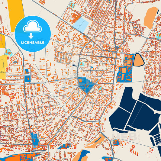 Colorful Konotop Street Map with Labels and Buildings
