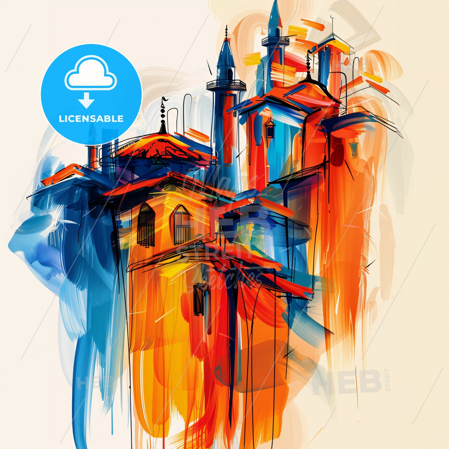 Vibrant Konya, Turkey - A Colorful Building With Towers And Spires