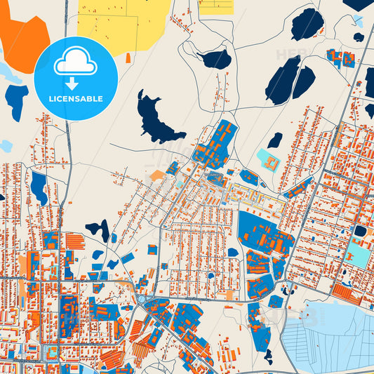 Colorful Kopeysk Street Map with Labels and Buildings
