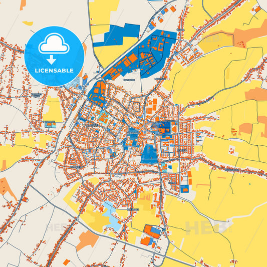 Colorful Koprivnica Street Map with Labels and Buildings