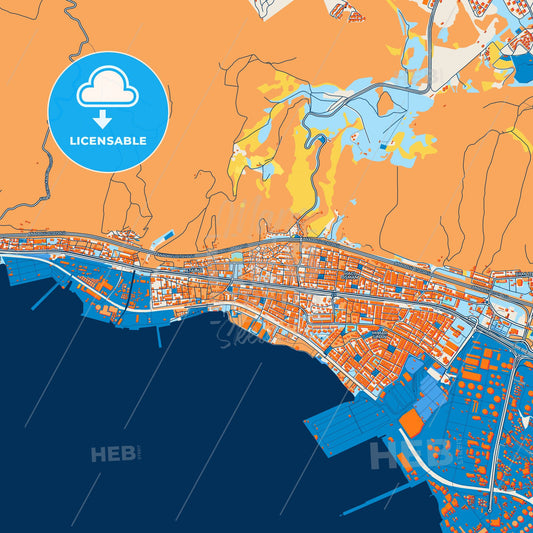Colorful Körfez Street Map with Labels and Buildings