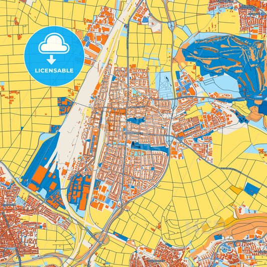 Colorful Kornwestheim Street Map with Labels and Buildings