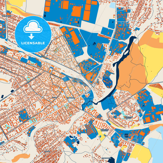 Colorful Korosten Street Map with Labels and Buildings
