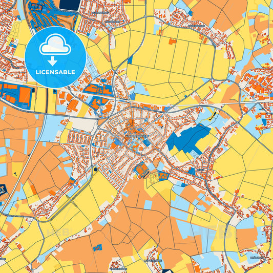 Colorful Korschenbroich Street Map with Labels and Buildings