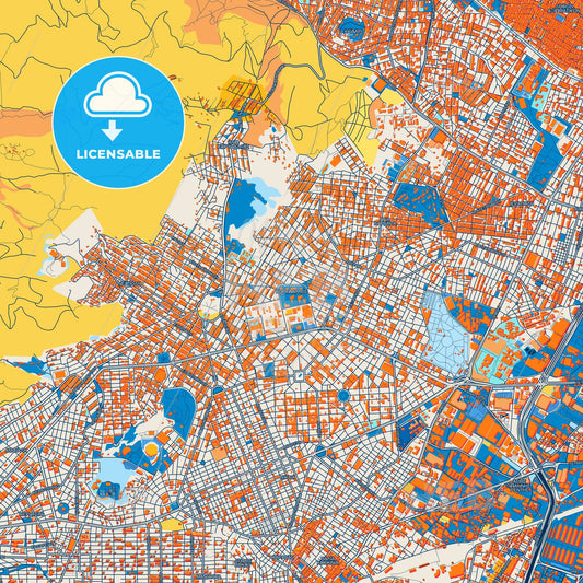 Colorful Korydallos Street Map with Labels and Buildings