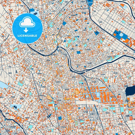 Colorful Koshigaya Street Map with Labels and Buildings