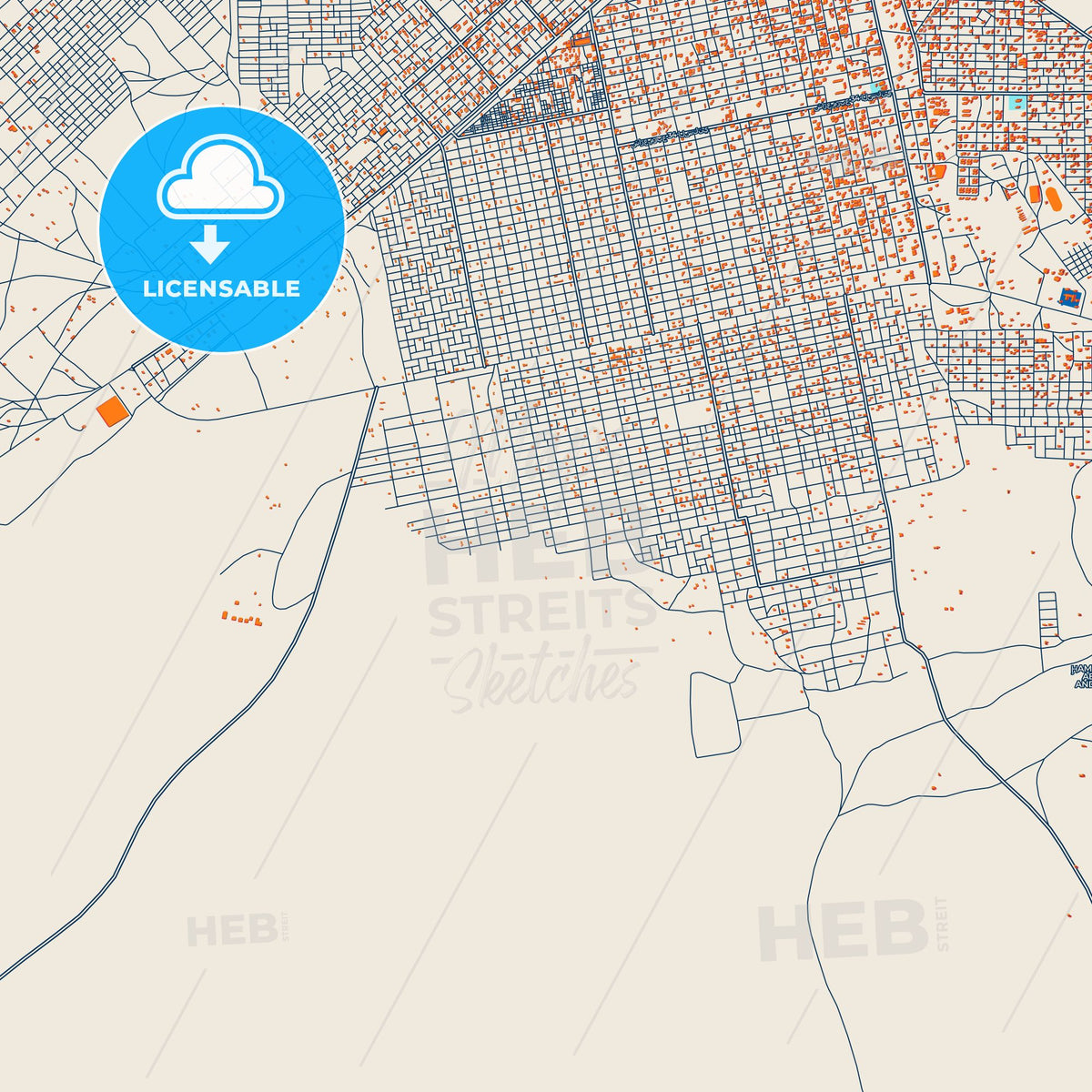 Colorful Kosti Street Map with Labels and Buildings