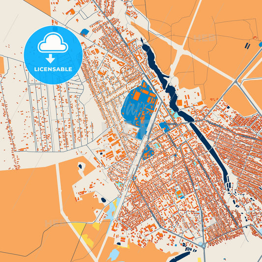 Colorful Kostopil Street Map with Labels and Buildings
