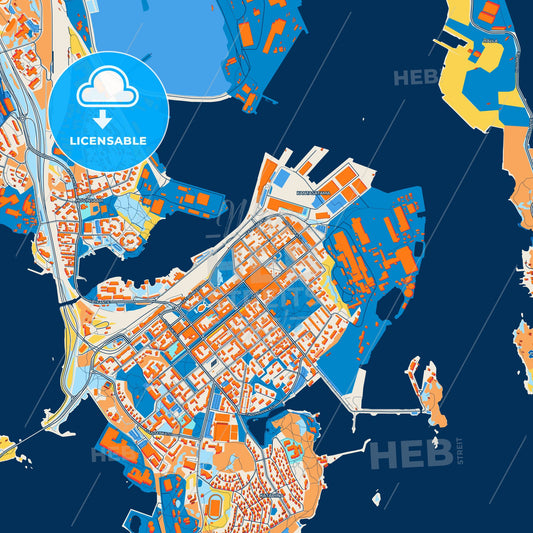 Colorful Kotka Street Map with Labels and Buildings