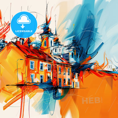 Vibrant Kópavogur, Iceland - A Painting Of A Building