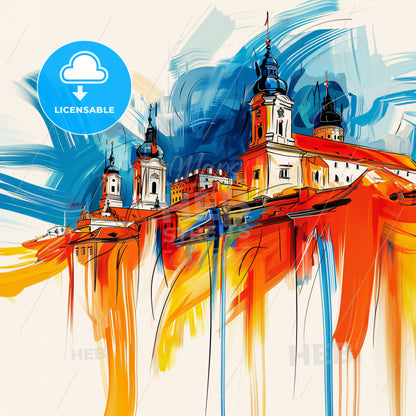 Vibrant Kraków, Poland - A Painting Of A Castle