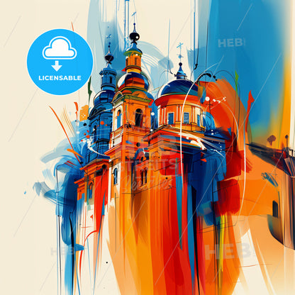 Vibrant Красноярск, Russia - A Painting Of A Building