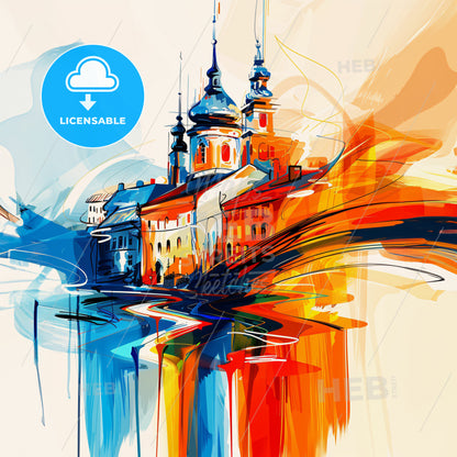 Vibrant Kristiansand, Norway - A Painting Of A Building