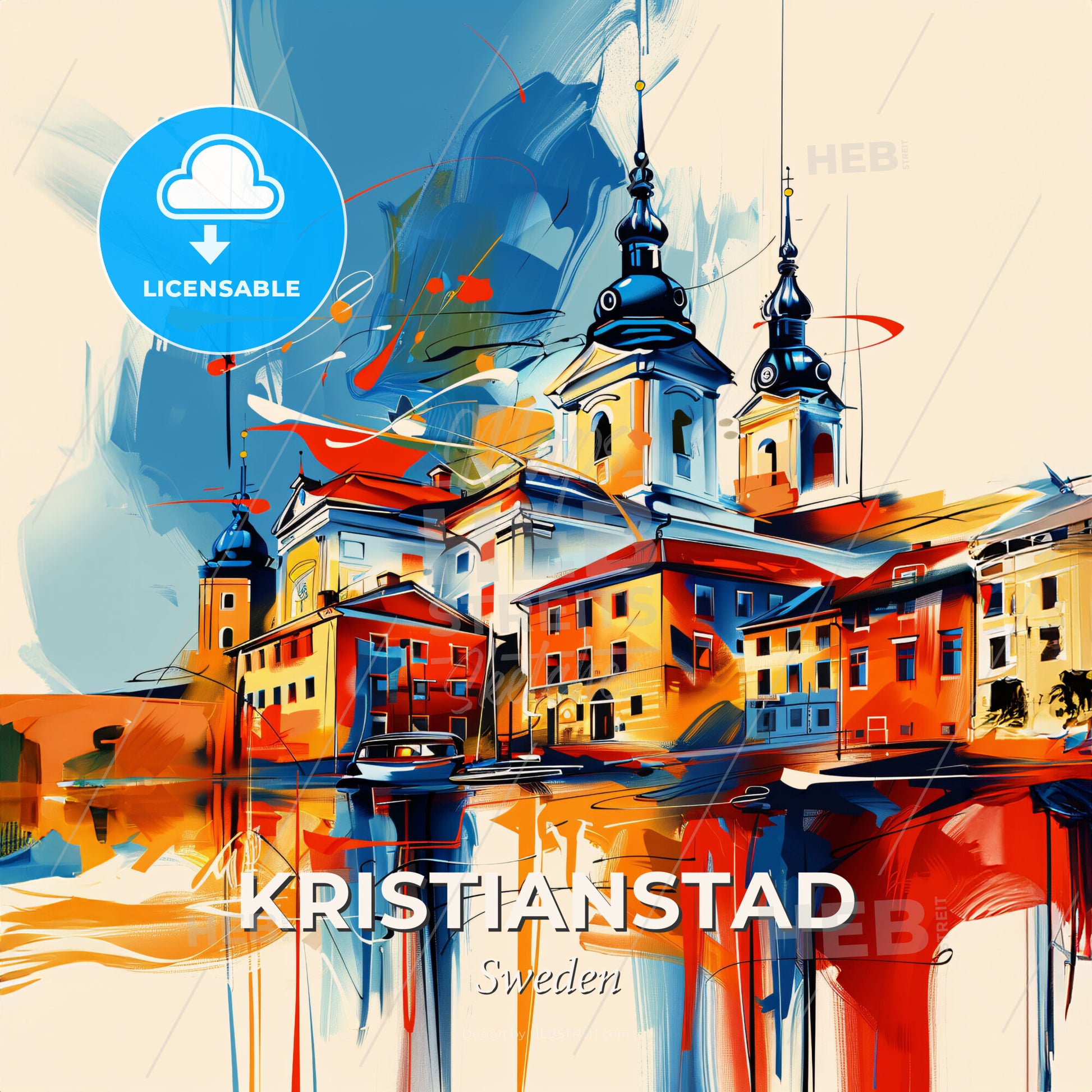 Vibrant Kristianstad, Sweden - A Painting Of A City - Square format print template