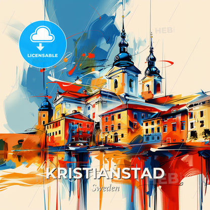 Vibrant Kristianstad, Sweden - A Painting Of A City - Square format print template