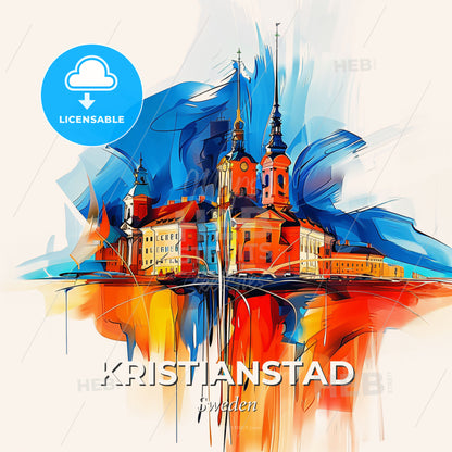 Vibrant Kristianstad, Sweden - A Painting Of A Building - Square format print template