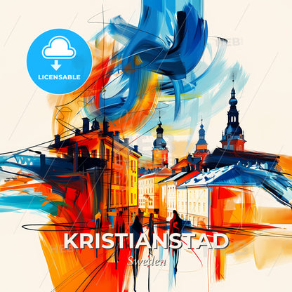 Vibrant Kristianstad, Sweden - A Painting Of A City - Square format print template