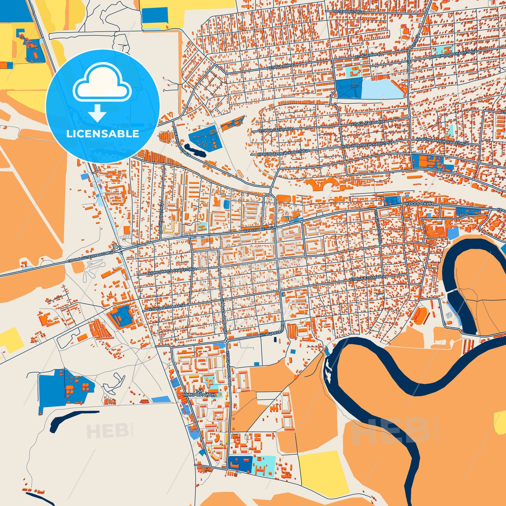 Colorful Kropotkin Street Map with Labels and Buildings