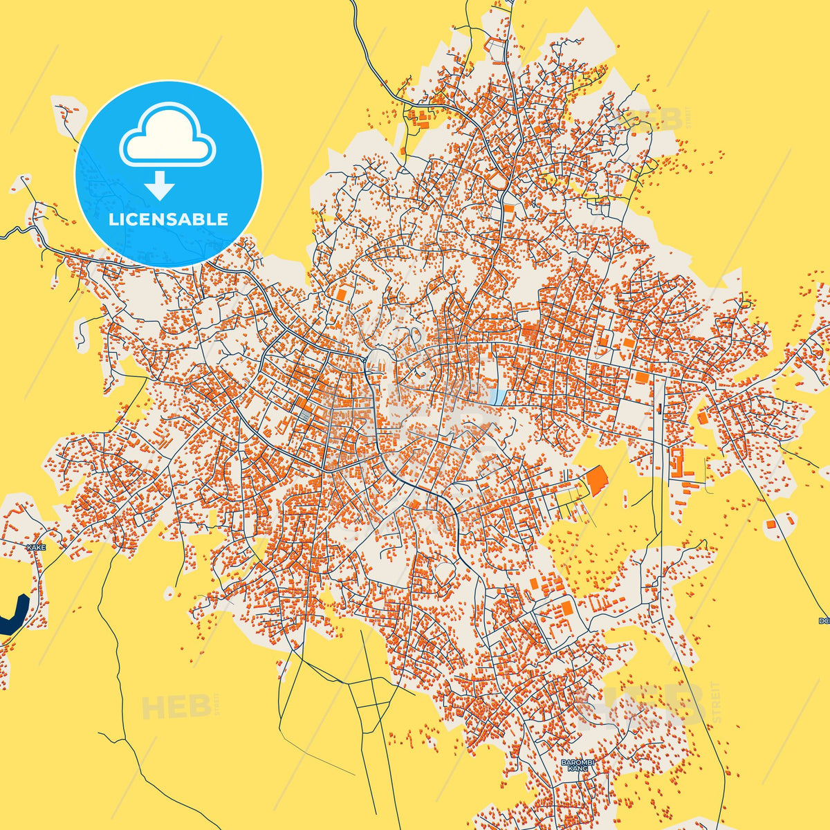 Colorful Kumba Street Map with Labels and Buildings