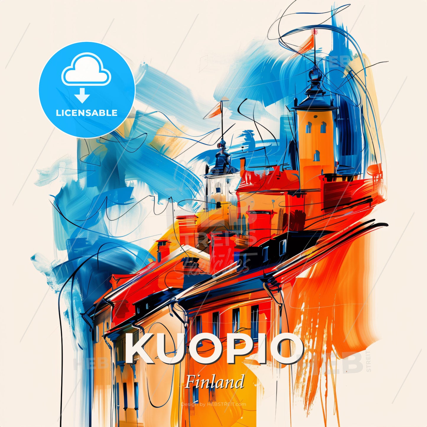 Vibrant Kuopio, Finland - A Painting Of A Building - Square format print template