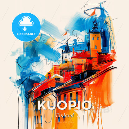 Vibrant Kuopio, Finland - A Painting Of A Building - Square format print template