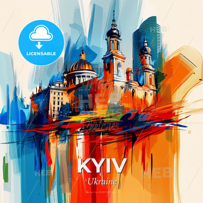 Vibrant Kyiv, Ukraine - A Colorful Painting Of A Building - Square format print template