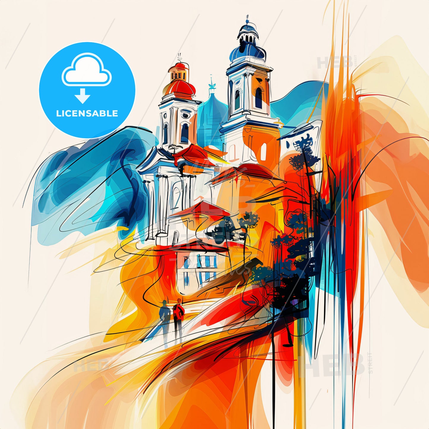 Vibrant La Laguna, Spain - A Painting Of A Building With Colorful Paint