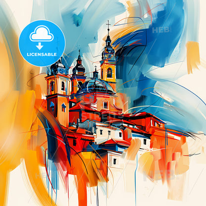 Vibrant La Laguna, Spain - A Painting Of A Building