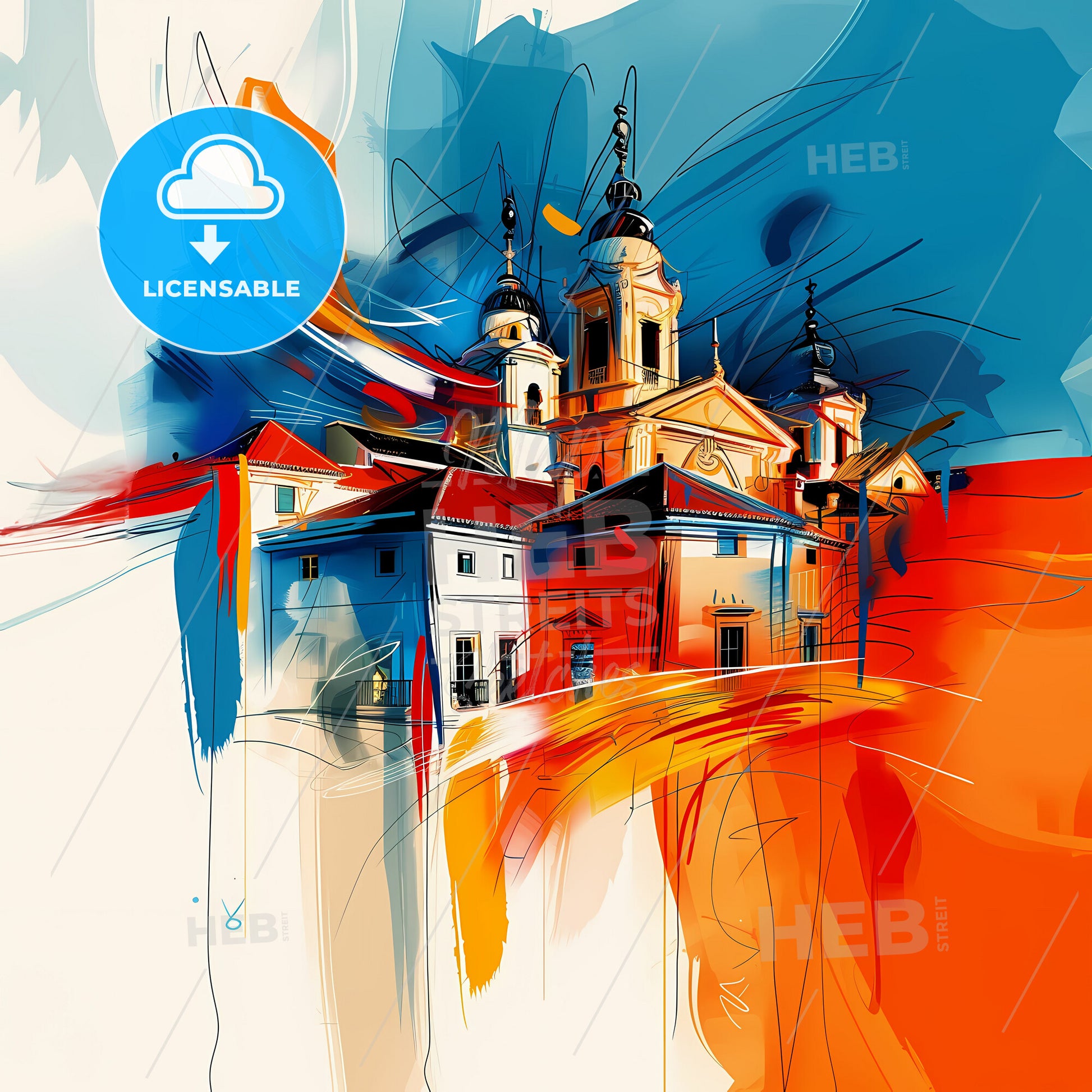 Vibrant La Laguna, Spain - A Painting Of A Building