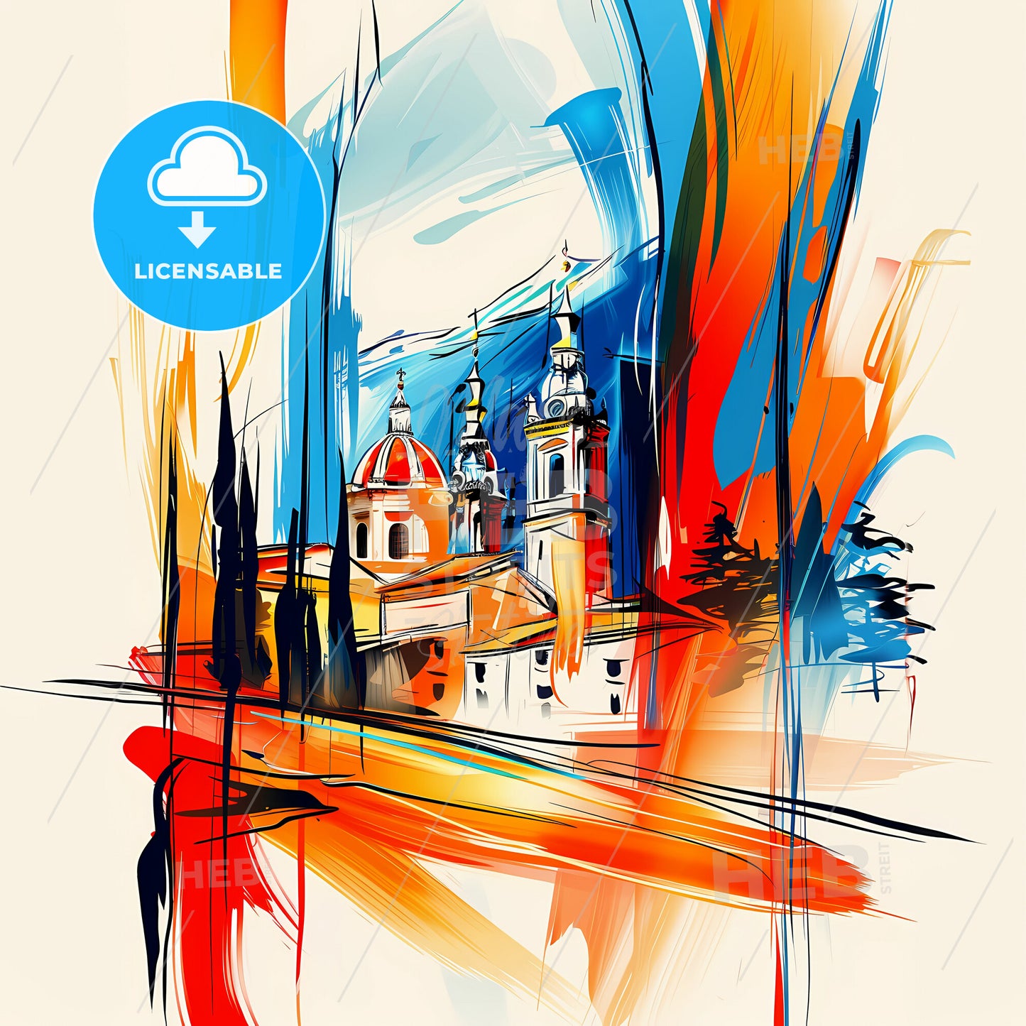 Vibrant La Laguna, Spain - A Painting Of A Building