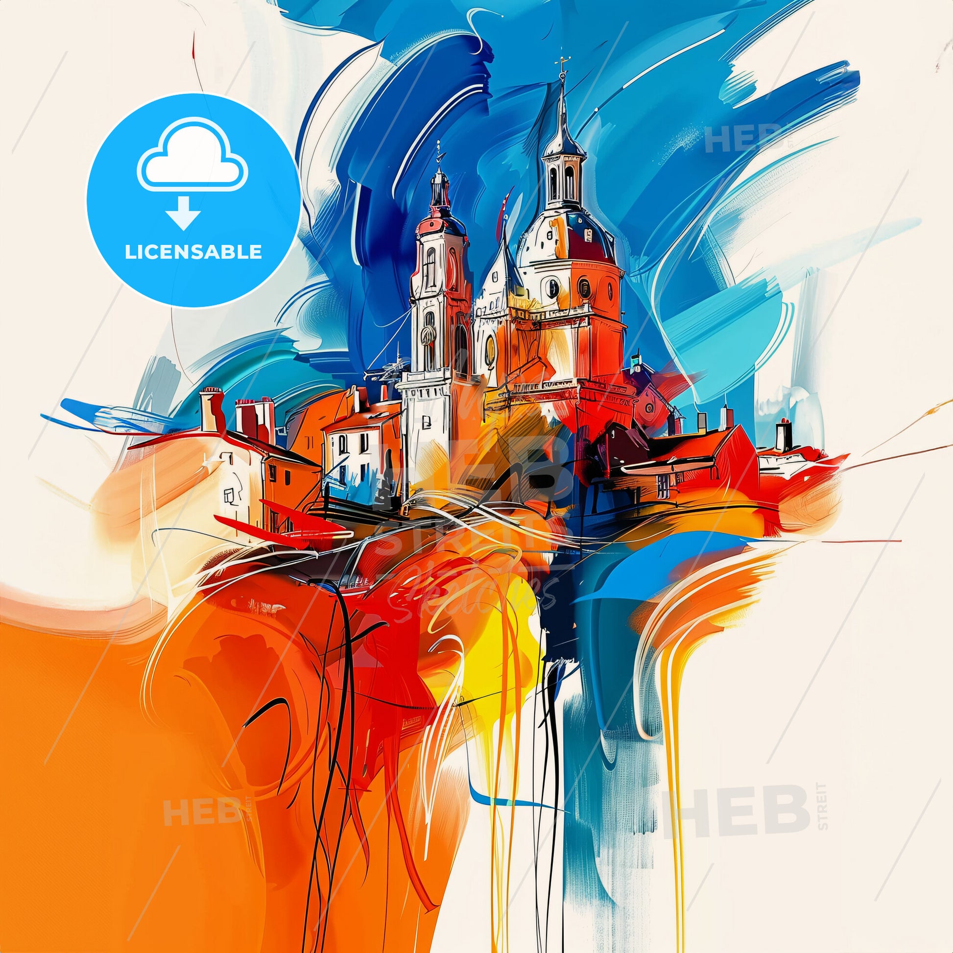 Vibrant La Roche-Sur-Yon, France - A Painting Of A Building