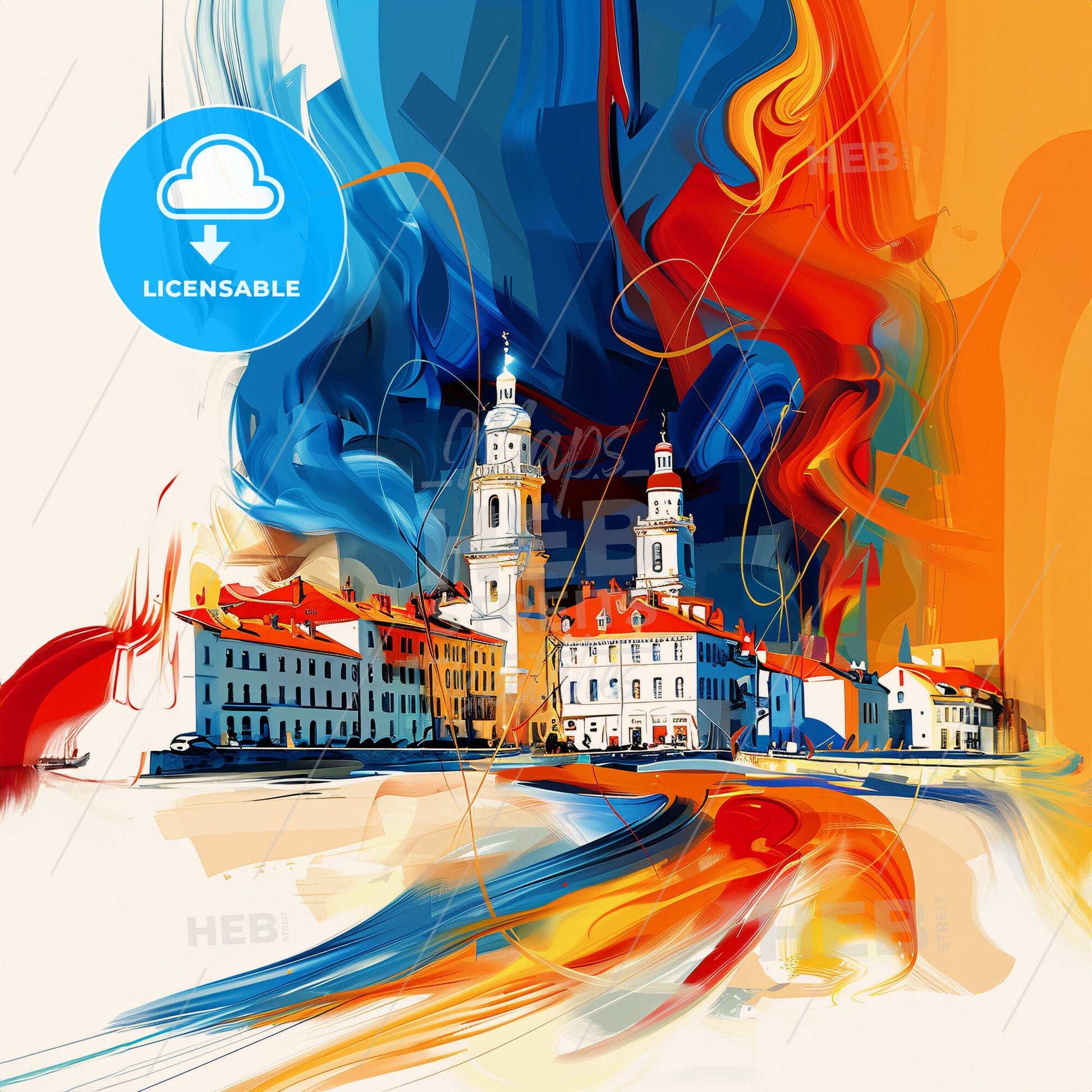 Vibrant La Rochelle, France - A Colorful Painting Of Buildings