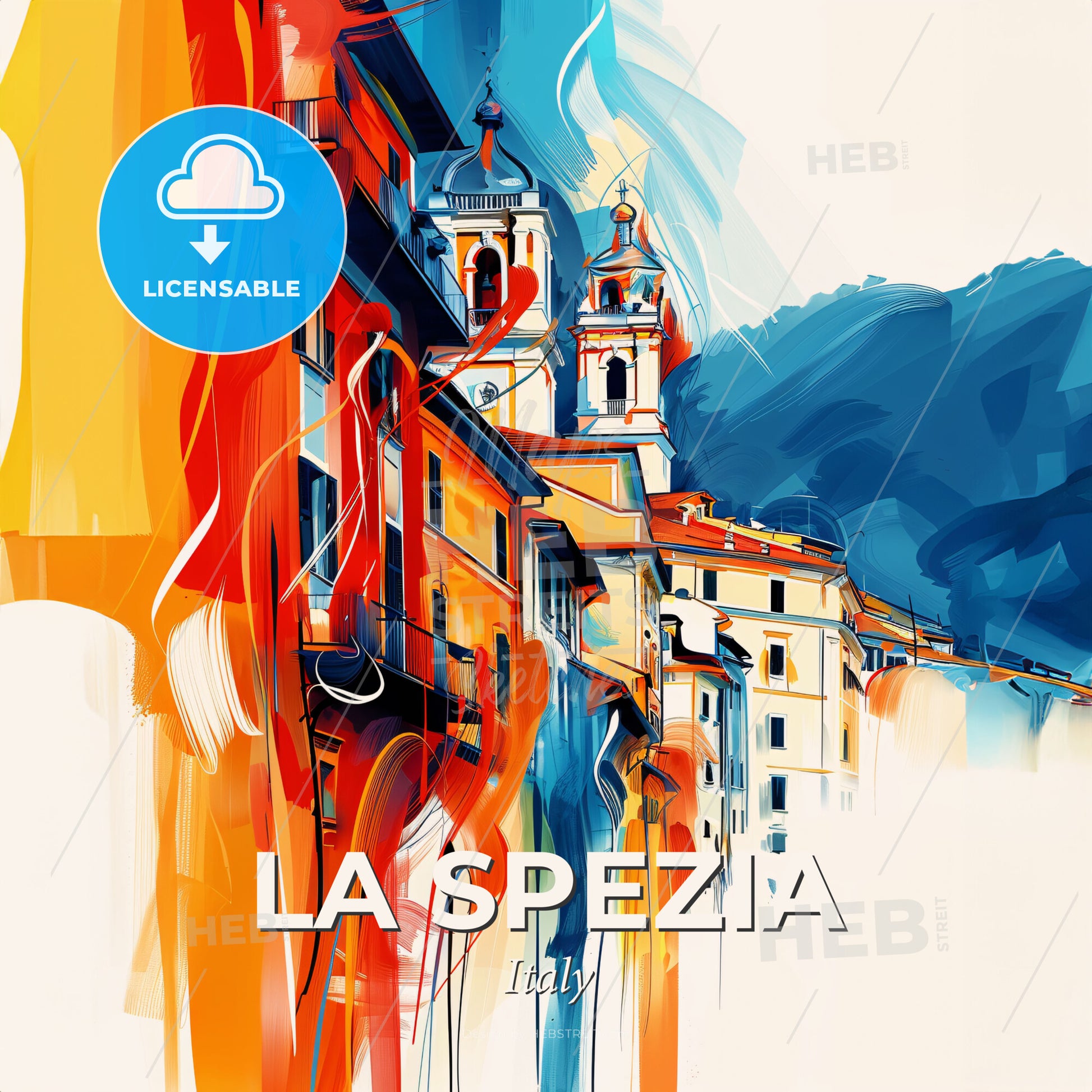Vibrant La Spezia, Italy - A Colorful Painting Of Buildings - Square format print template