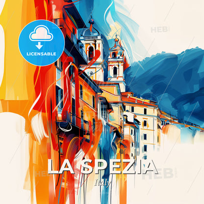 Vibrant La Spezia, Italy - A Colorful Painting Of Buildings - Square format print template