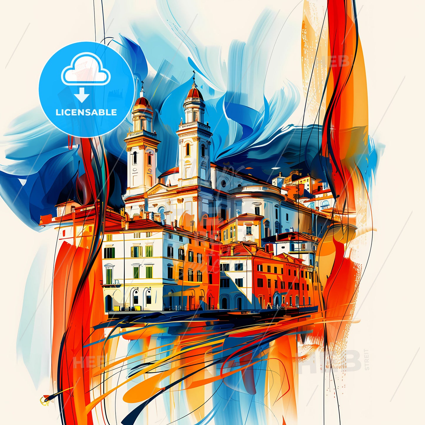 Vibrant La Spezia, Italy - A Painting Of A Building