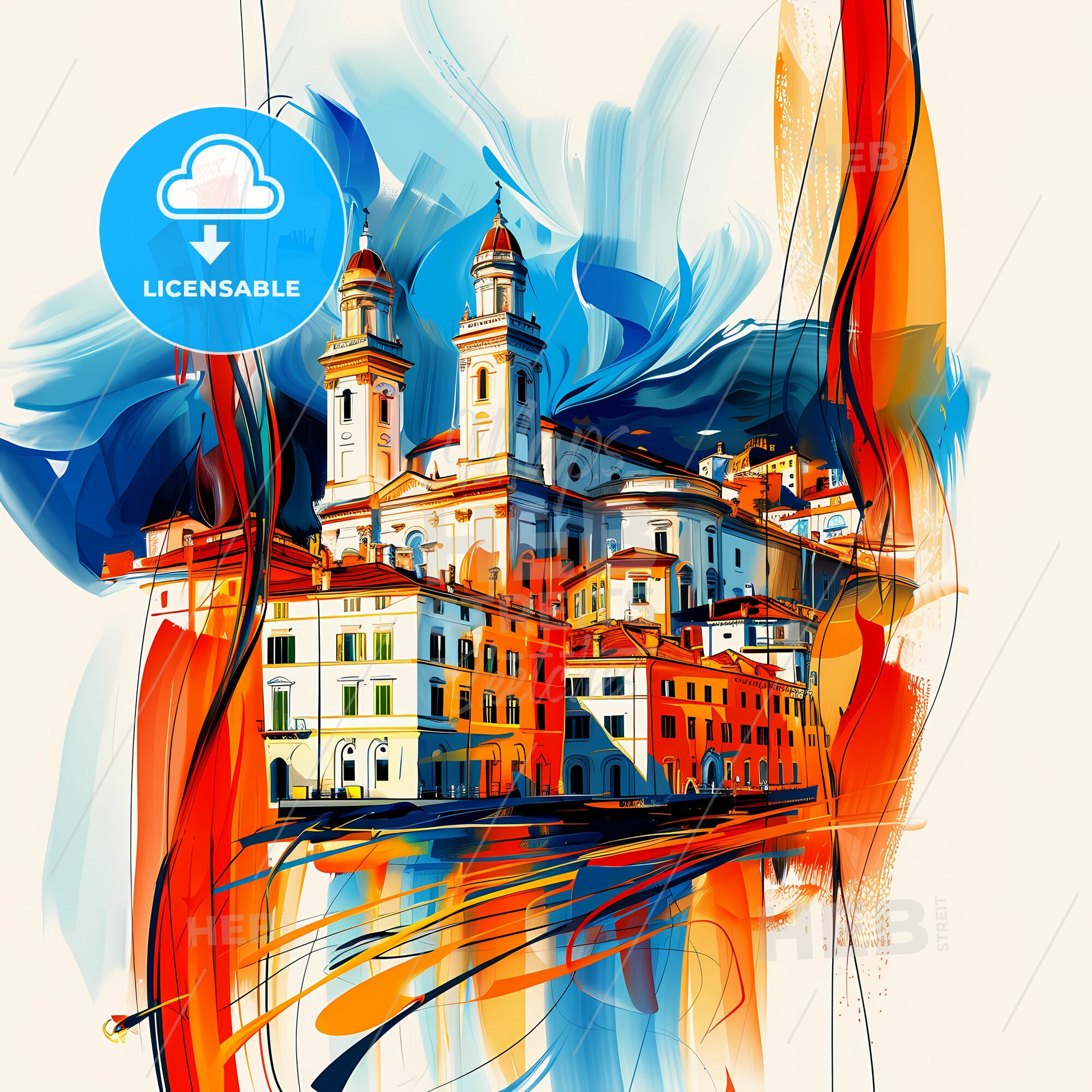 Vibrant La Spezia, Italy - A Painting Of A Building