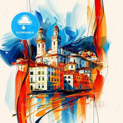 Vibrant La Spezia, Italy - A Painting Of A Building