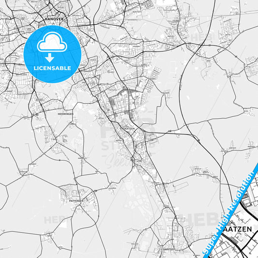 Laatzen, Germany light map with streetnames, citynames and districts