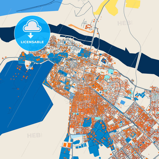 Colorful Laayoune Street Map with Labels and Buildings