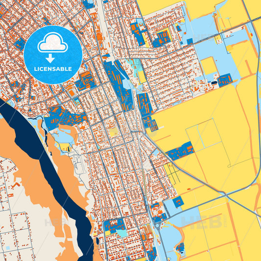 Colorful Labinsk Street Map with Labels and Buildings