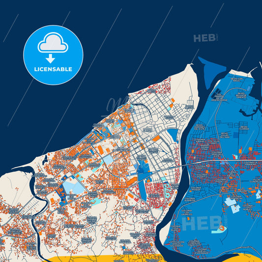 Colorful La Ceiba Street Map with Labels and Buildings
