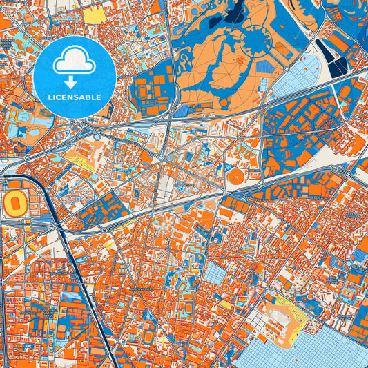 Colorful La Courneuve Street Map with Labels and Buildings