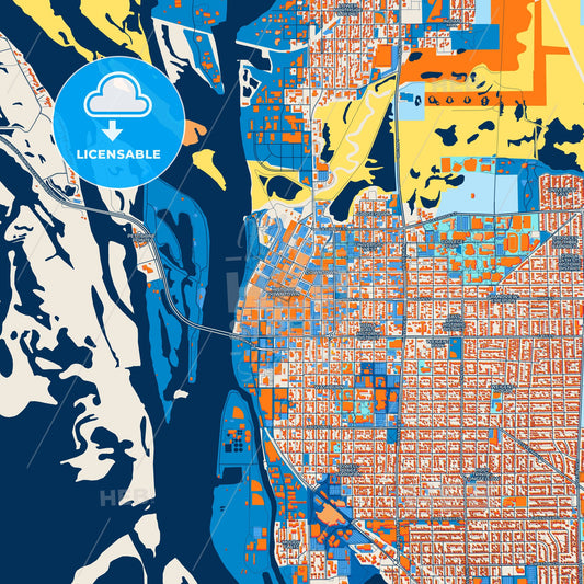 Colorful La Crosse Street Map with Labels and Buildings