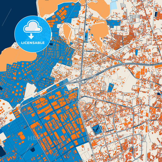 Colorful Laem Chabang Street Map with Labels and Buildings