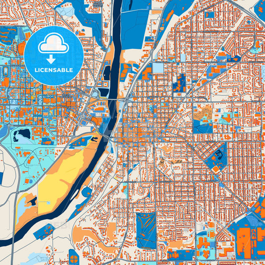 Colorful Lafayette Street Map with Labels and Buildings